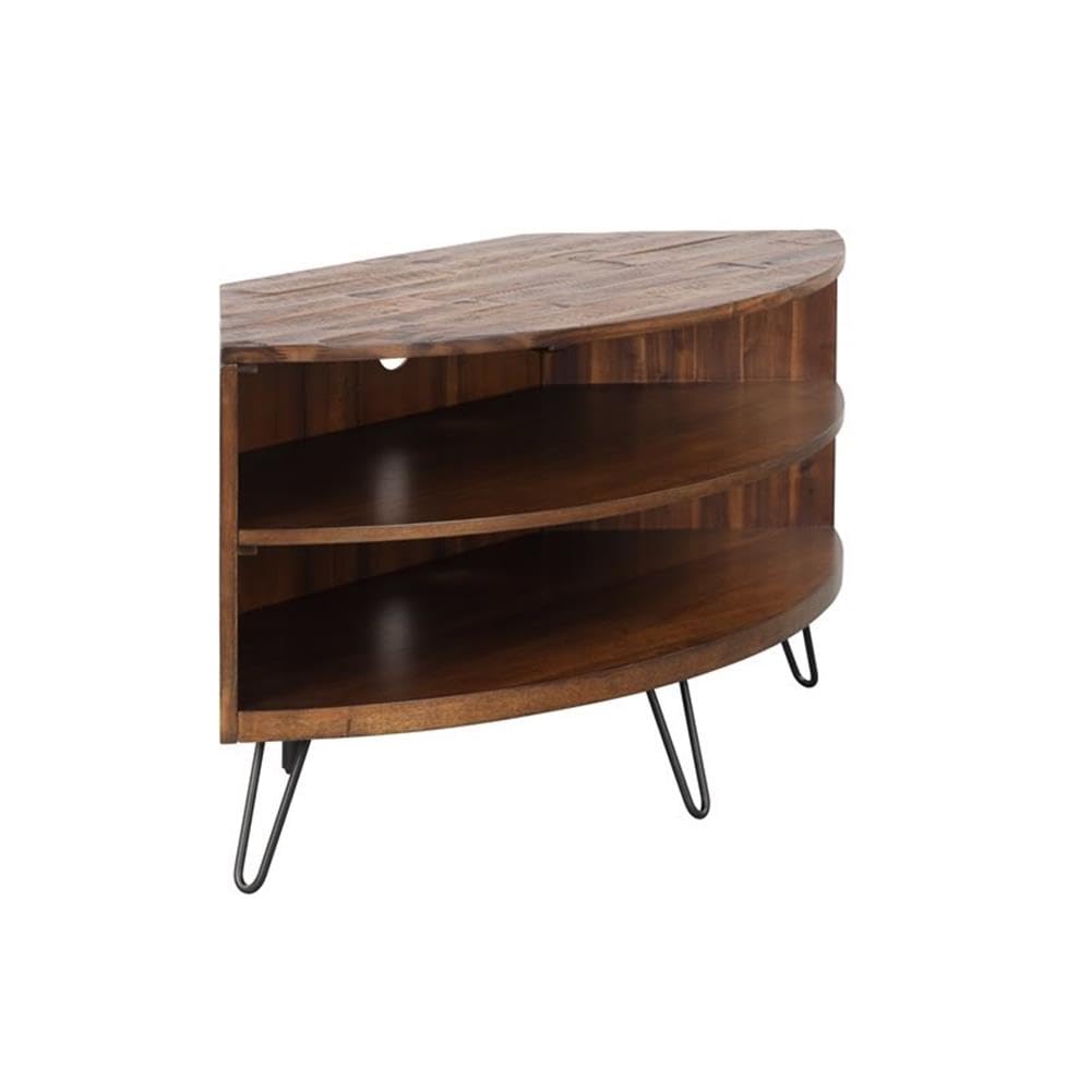 Brown Acacia Wood Corner Media Stand K619702