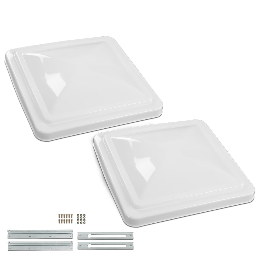 White 14" x 14" RV Roof Vent Cover 2 Pcs O645