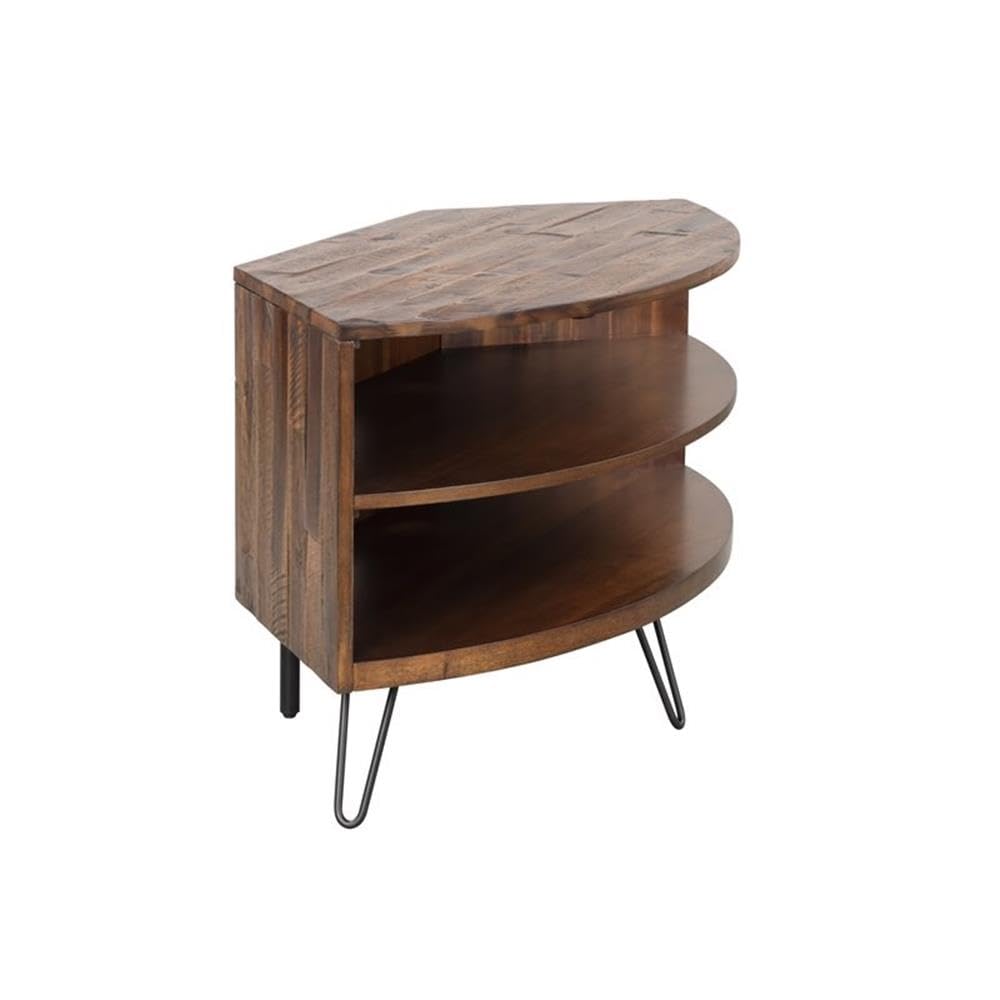 Brown Acacia Wood Corner Media Stand K619702