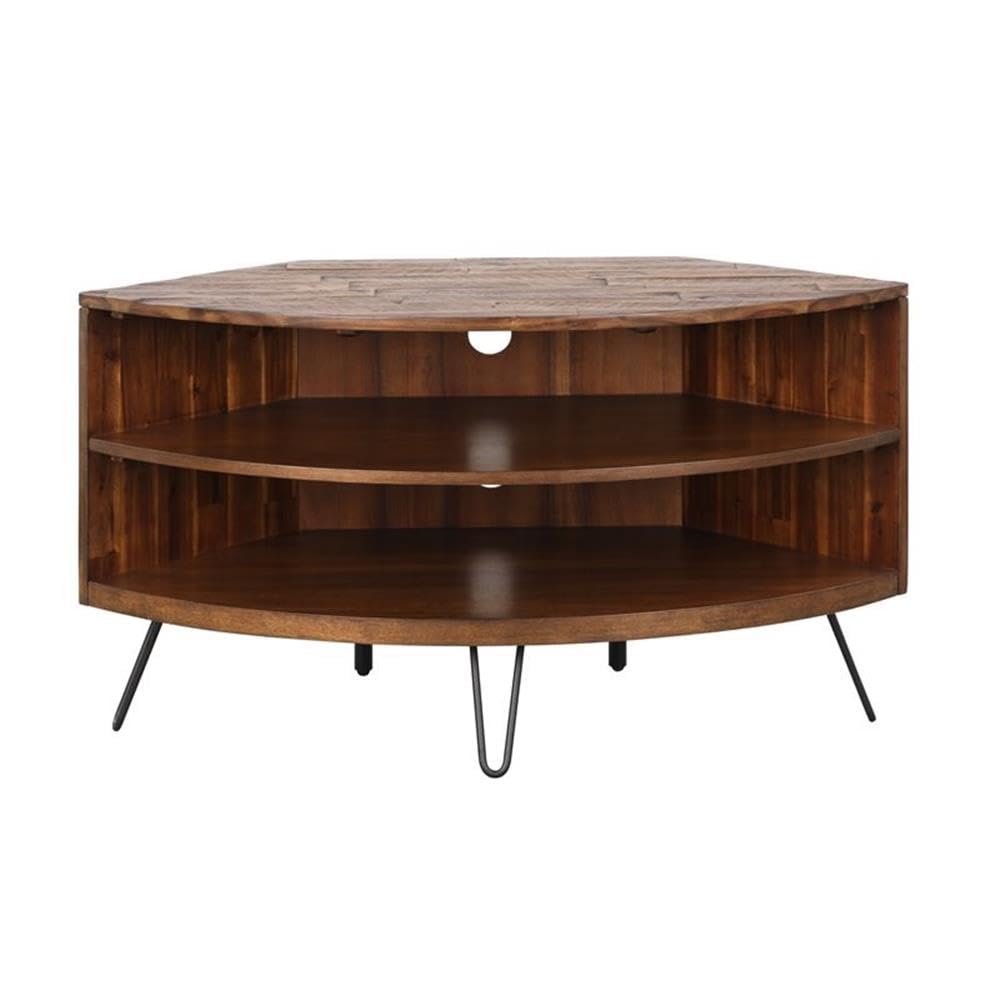 Brown Acacia Wood Corner Media Stand K619702