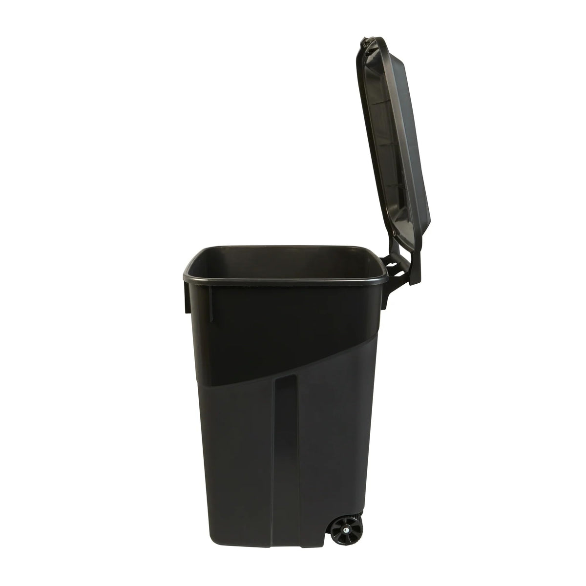 Black 45 Gallon Wheeled Plastic Garbage Can with Lid J48187