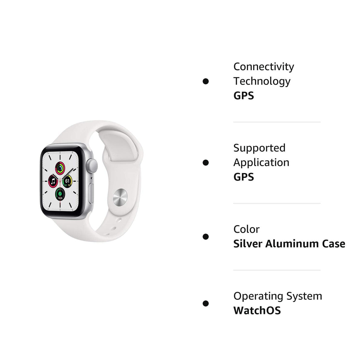 Silver Aluminum Case with White Sport Band Smartwatch Y5622