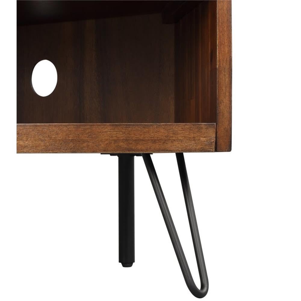 Brown Acacia Wood Corner Media Stand K619702