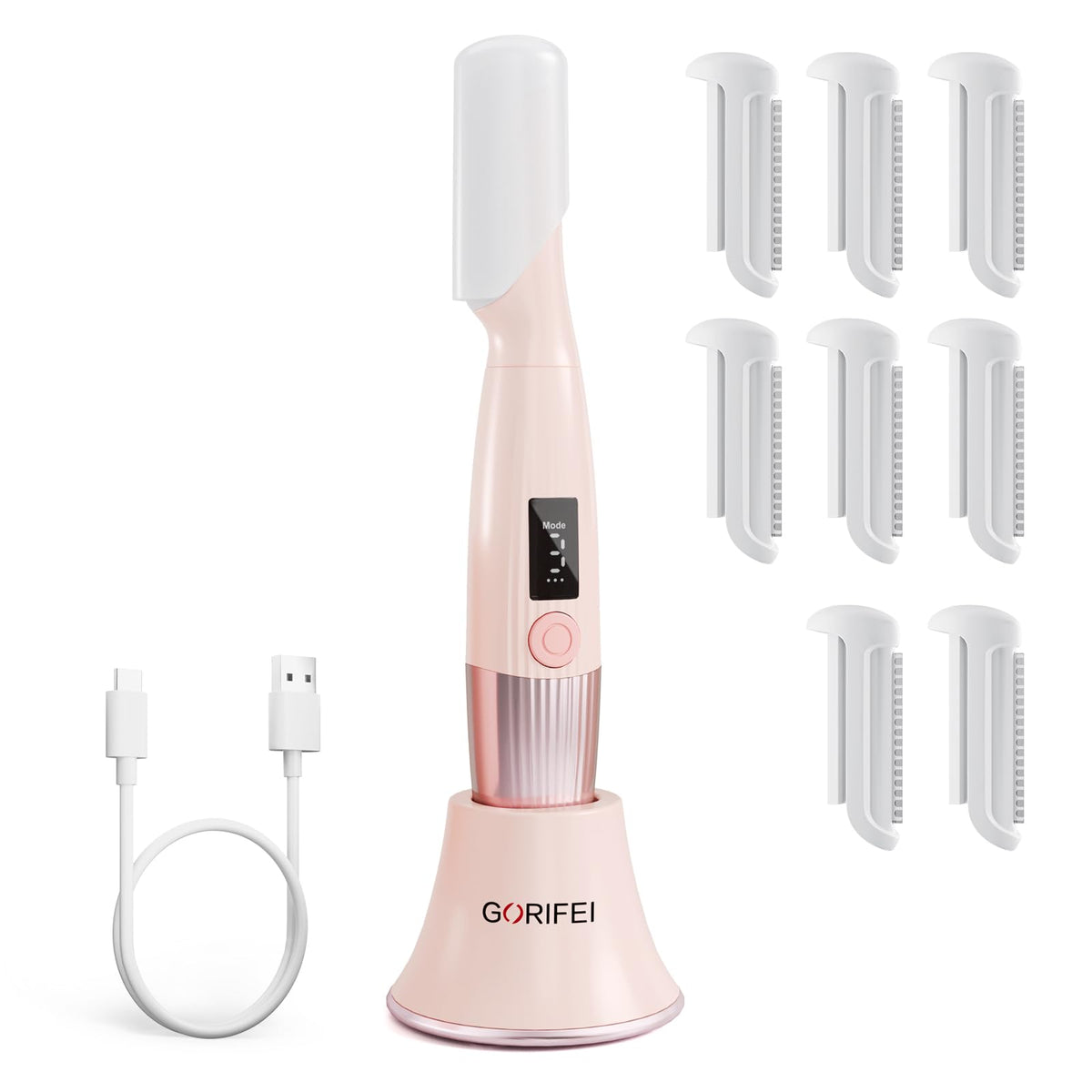 Pink Rechargeable Facial Razor with 8 Blades M717588