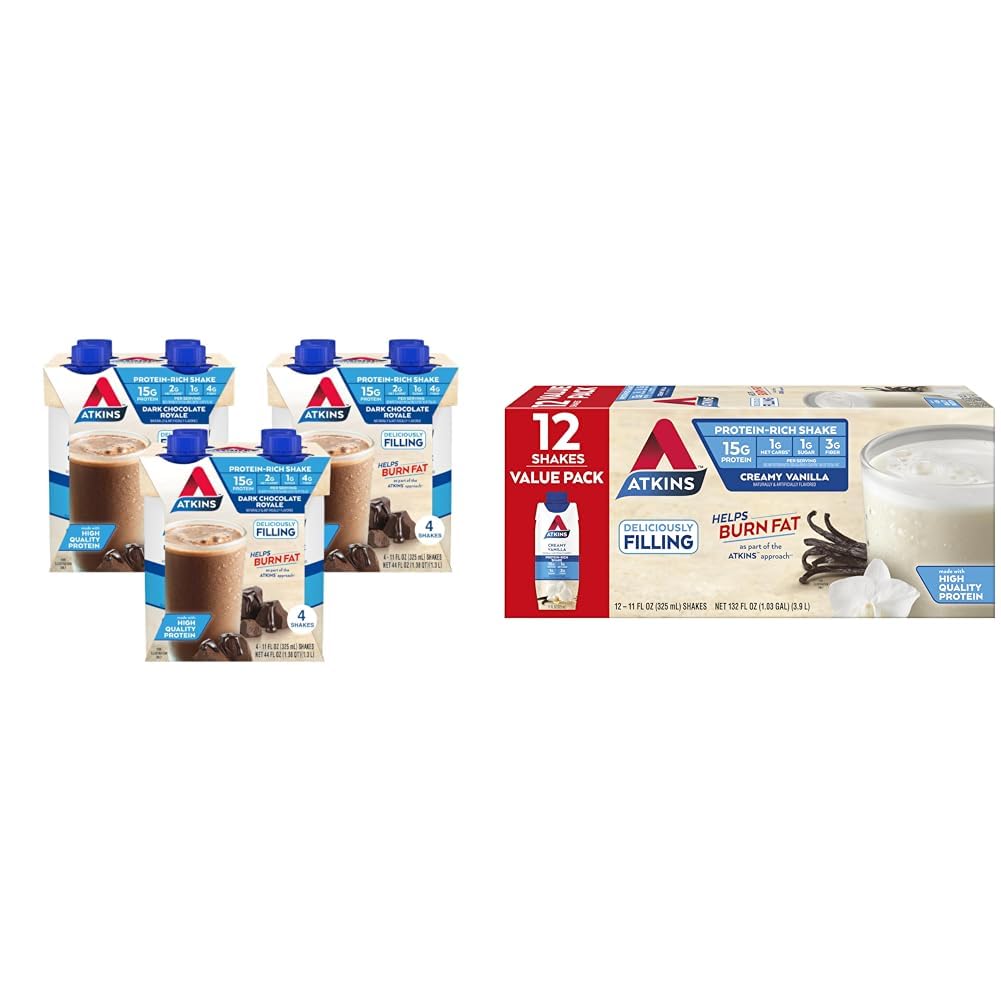 Dark Chocolate Vanilla Protein Shake, 15g Protein, 12 Count R467061