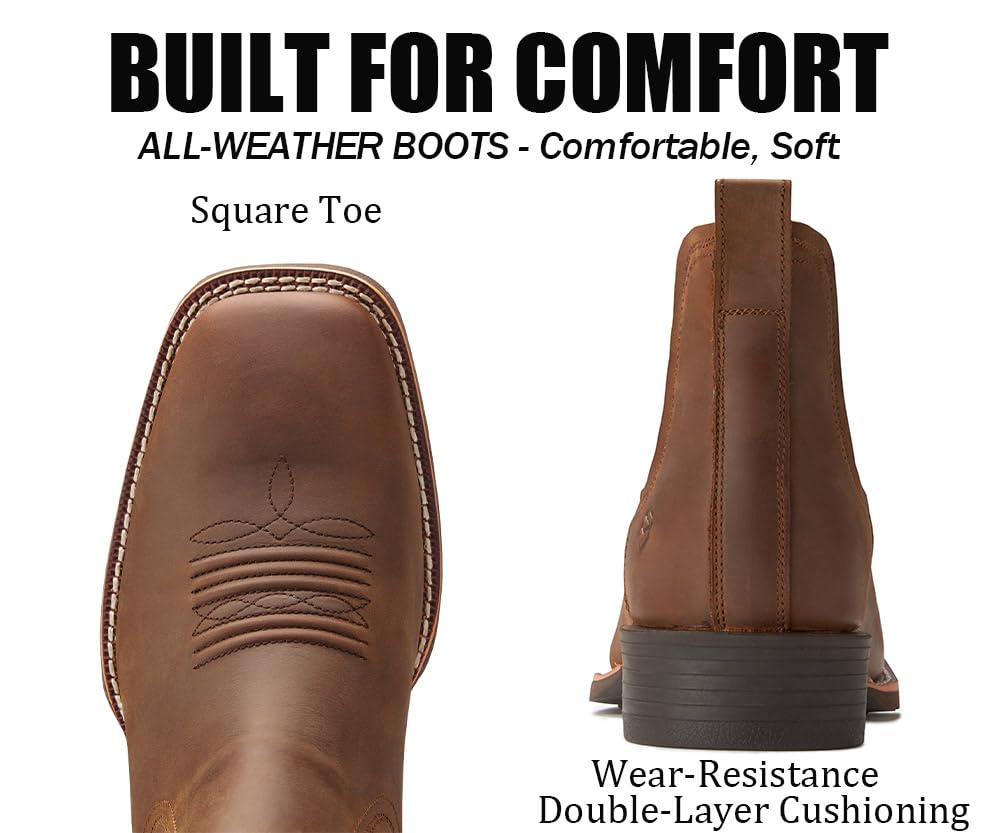 Slip-On Square Toe Western Boots B1656