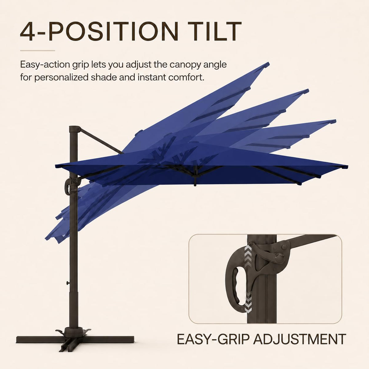 9' X 12' Aluminum Cantilever Patio Umbrella with 360-degree Rotation L2144