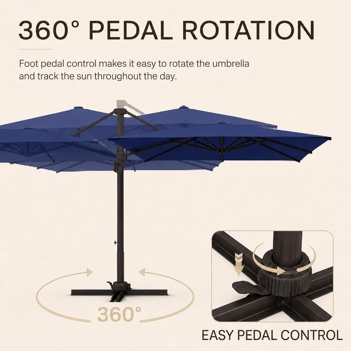 9' X 12' Aluminum Cantilever Patio Umbrella with 360-degree Rotation L2144