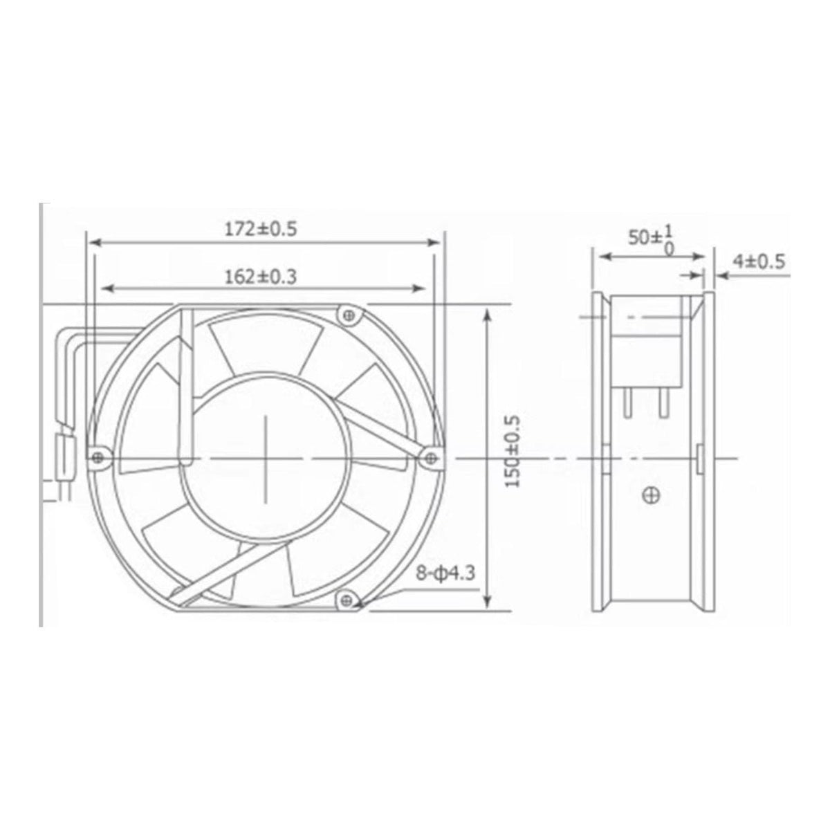 Big Airflow Cooling Fan 172mm x 150mm x 51mm 24V 1.7A P761