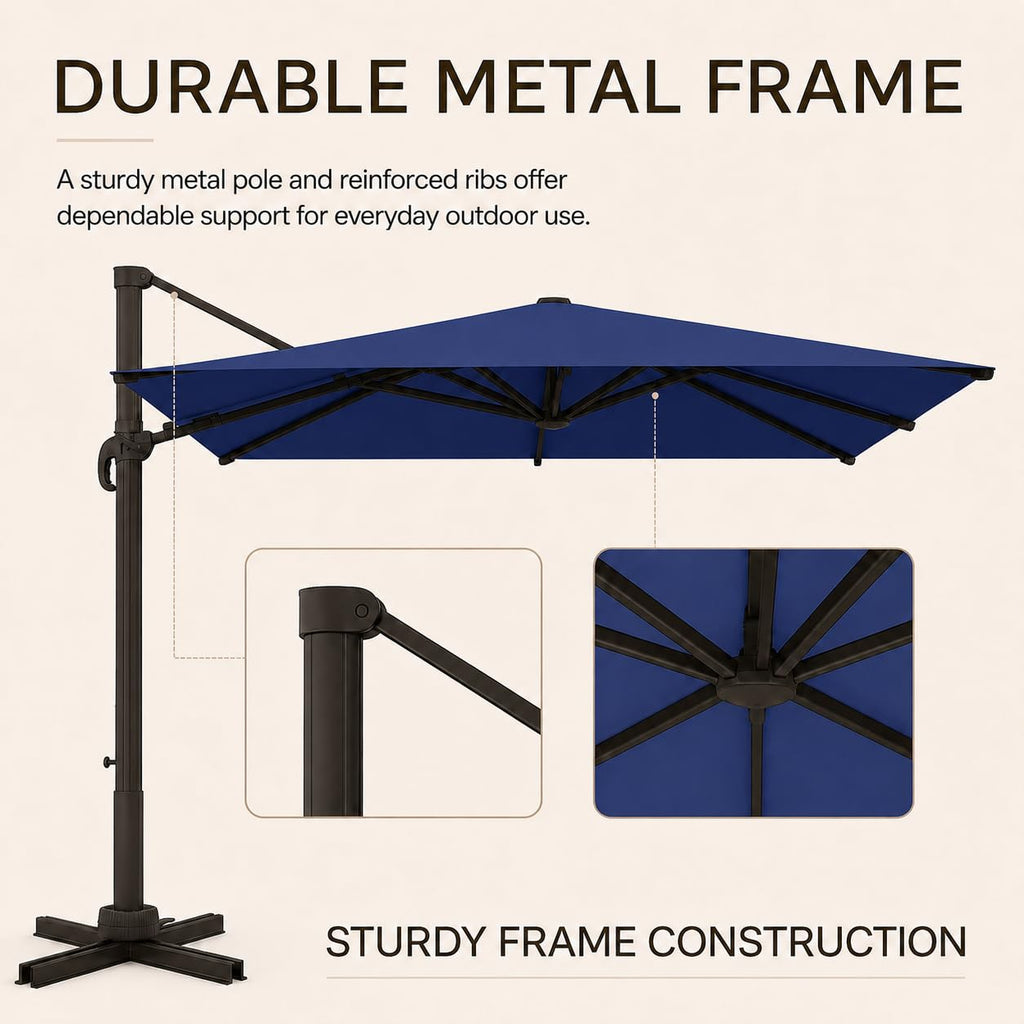 9' X 12' Aluminum Cantilever Patio Umbrella with 360-degree Rotation L2144