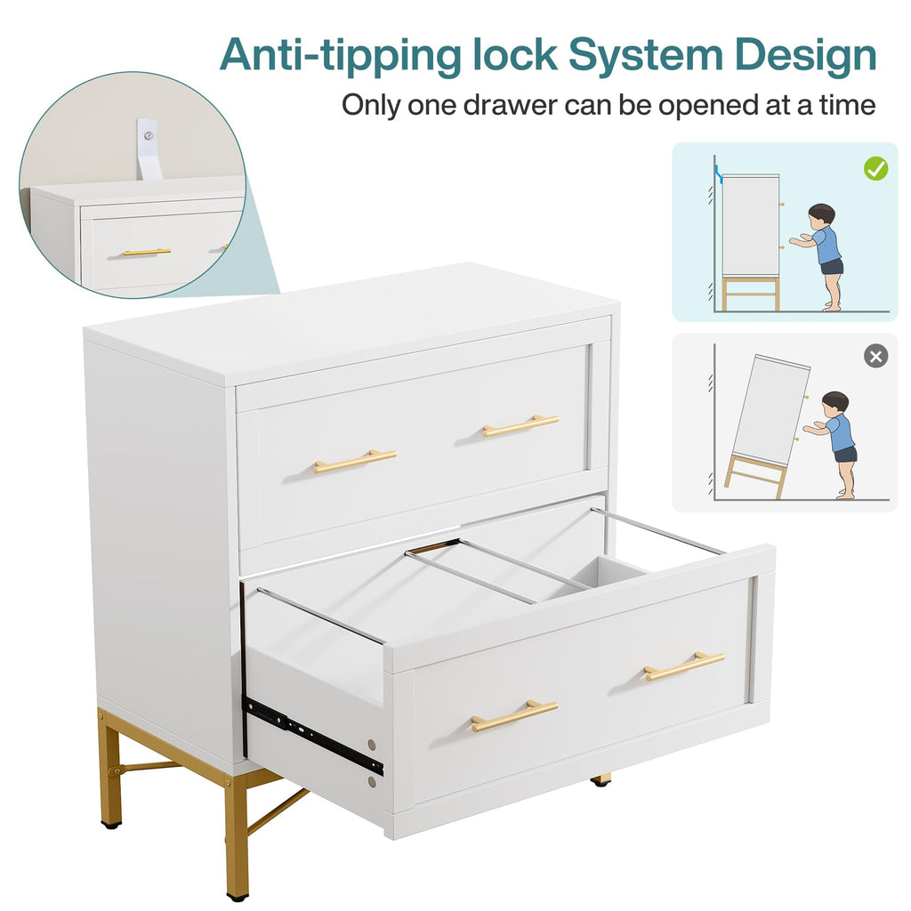 White 2 Drawer Wood File Cabinet K7890