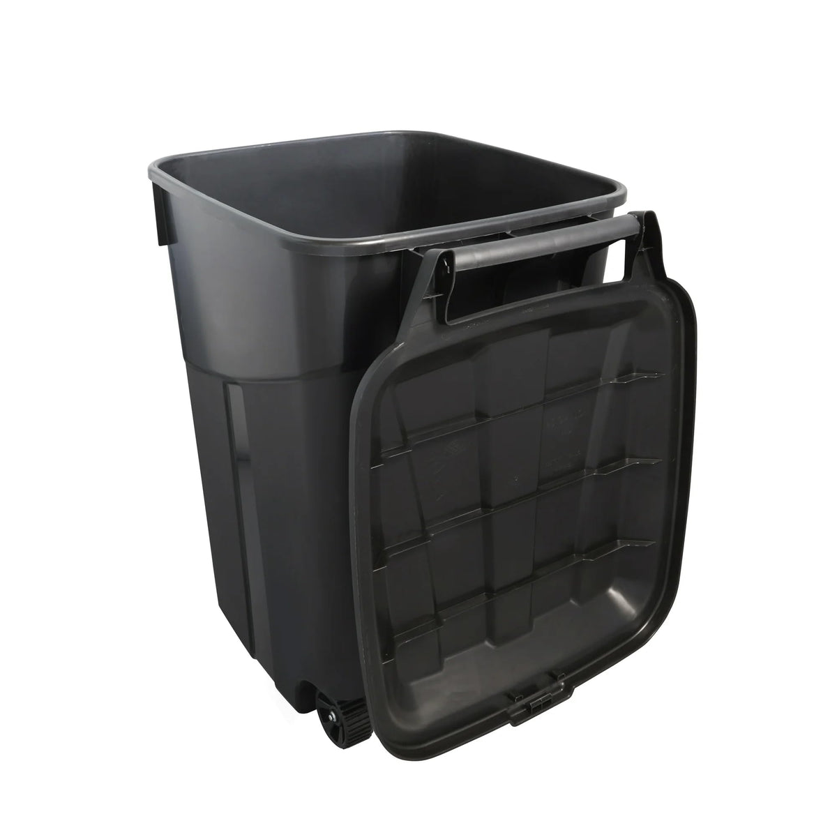 Black 45 Gallon Wheeled Plastic Garbage Can with Lid J48187