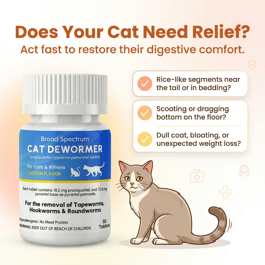 Broad Spectrum Cat Dewormer Tablet 50 Tablets H6571