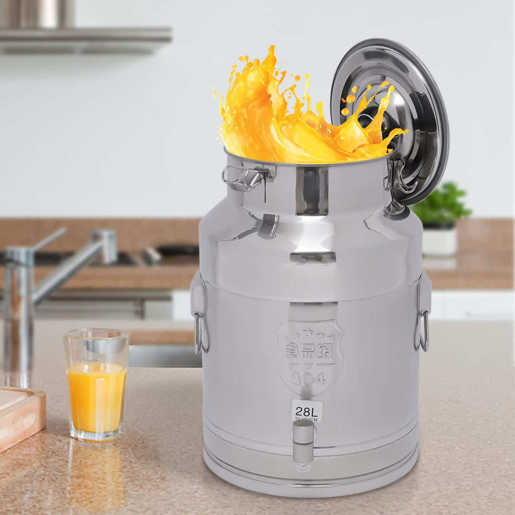 28L Stainless Steel Milk Can with Faucet & Lid E460617