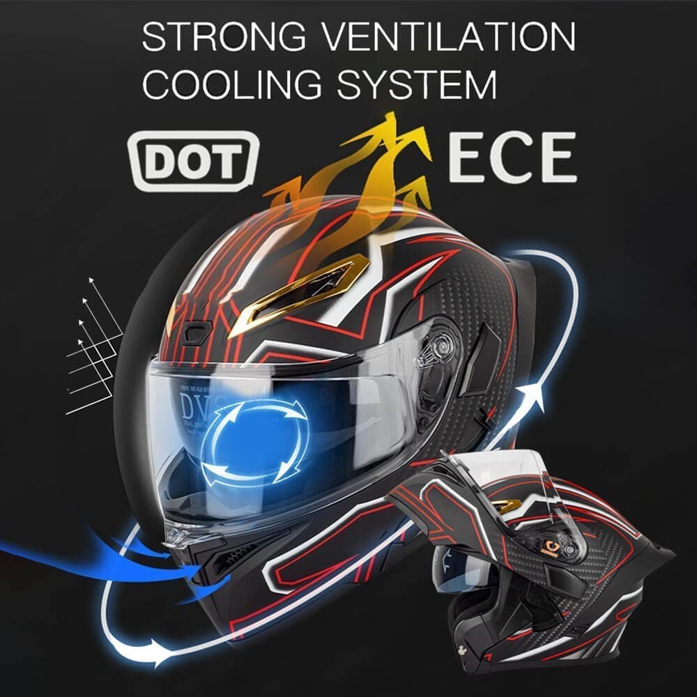 Bluetooth Modular Motorcycle Helmet with Flip Up Dual Anti-Fog Visors D364