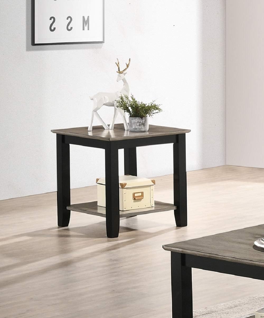 Square End Table with Walnut Veneer Top and Open Shelf Storage X92343