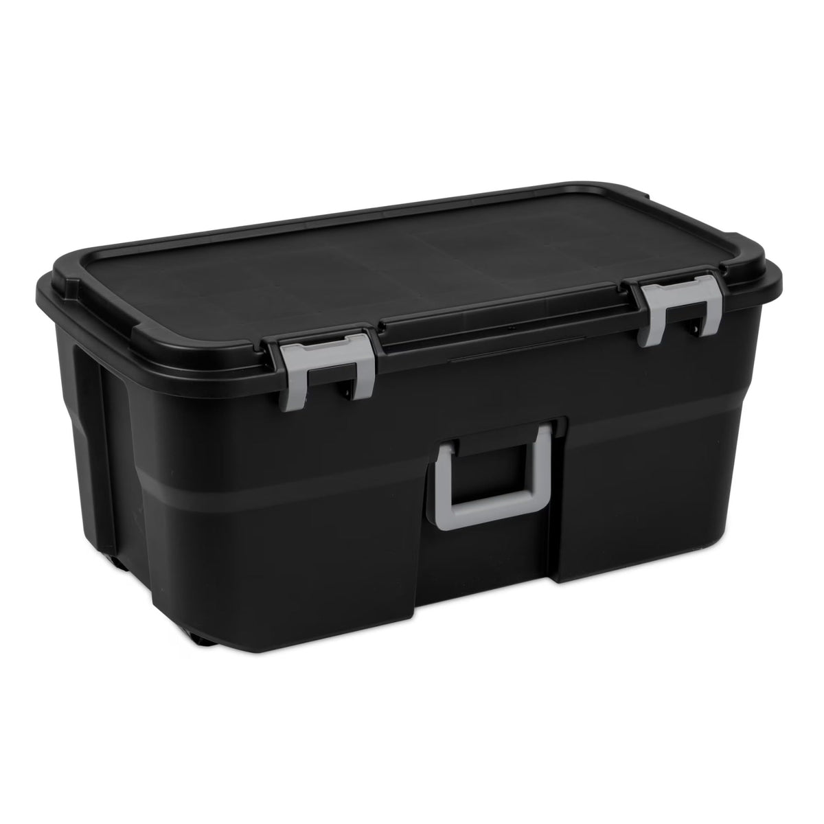 Black 22 Gallon Wheeled Plastic Footlocker A3805