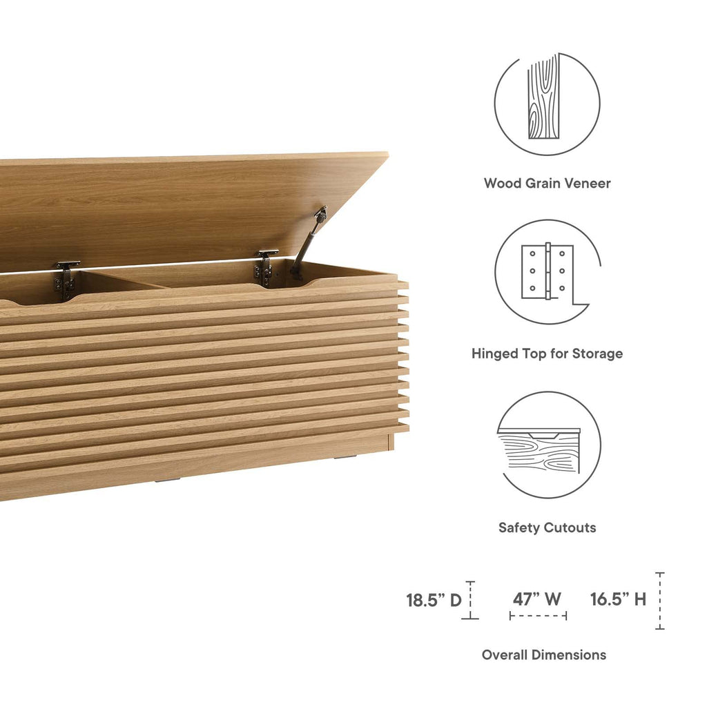 Oak Wood Grain Storage Bench W724