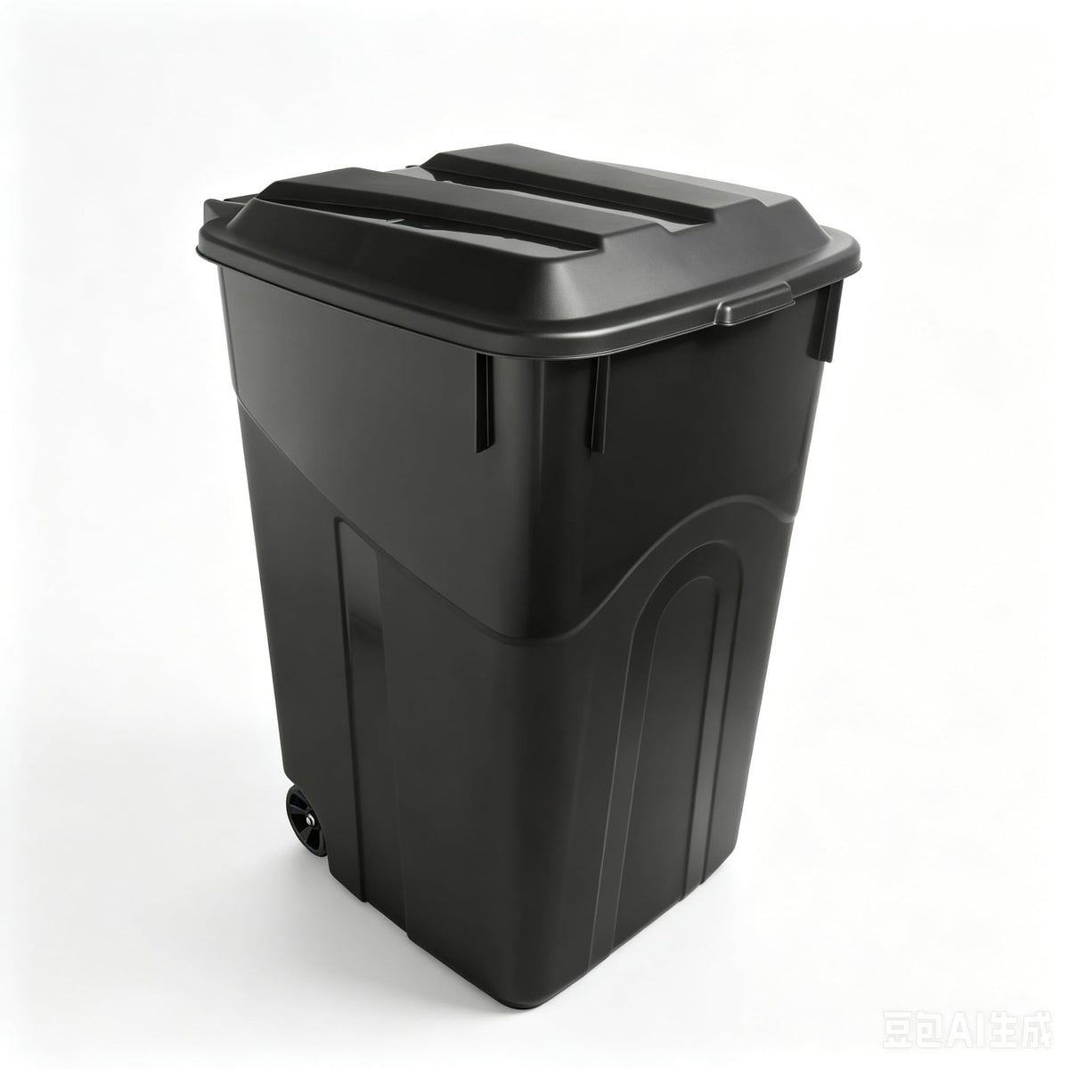 Black 45 Gallon Wheeled Plastic Garbage Can with Lid J48187