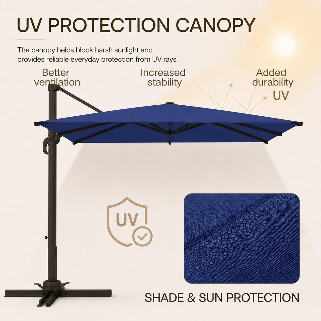 9' X 12' Aluminum Cantilever Patio Umbrella with 360-degree Rotation L2144