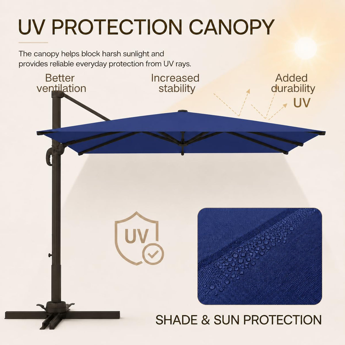 9' X 12' Aluminum Cantilever Patio Umbrella with 360-degree Rotation L2144