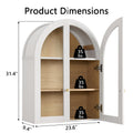 White Arched Wall Mount Bathroom Cabinet with Glass Doors P75258