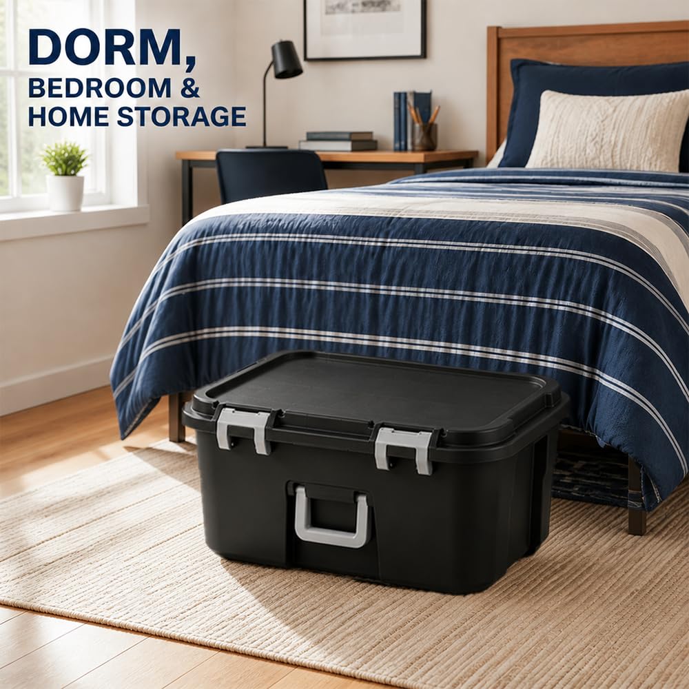 22 Gallon Black Plastic Wheeled Storage Trunk W892023