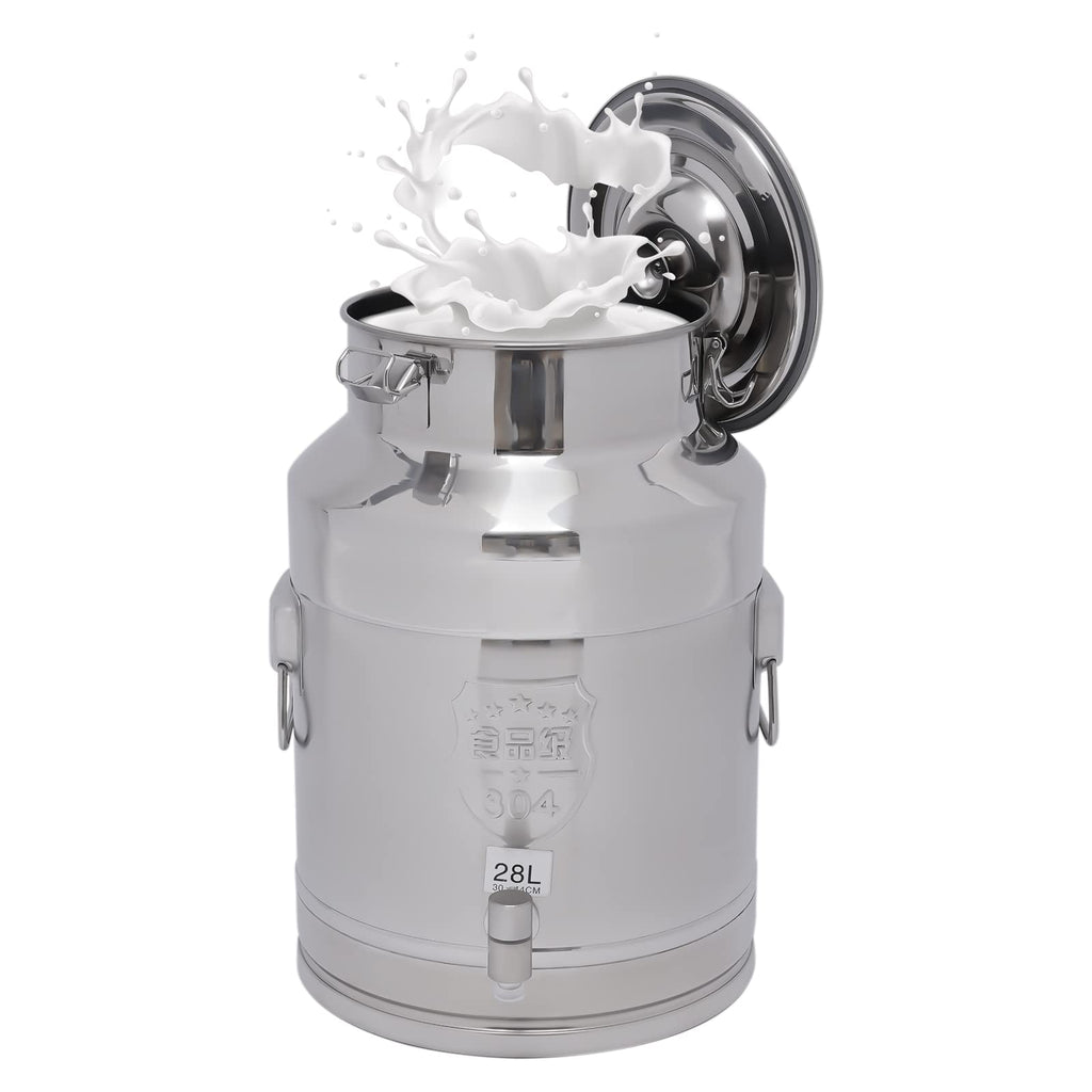 28L Stainless Steel Milk Can with Faucet & Lid E460617