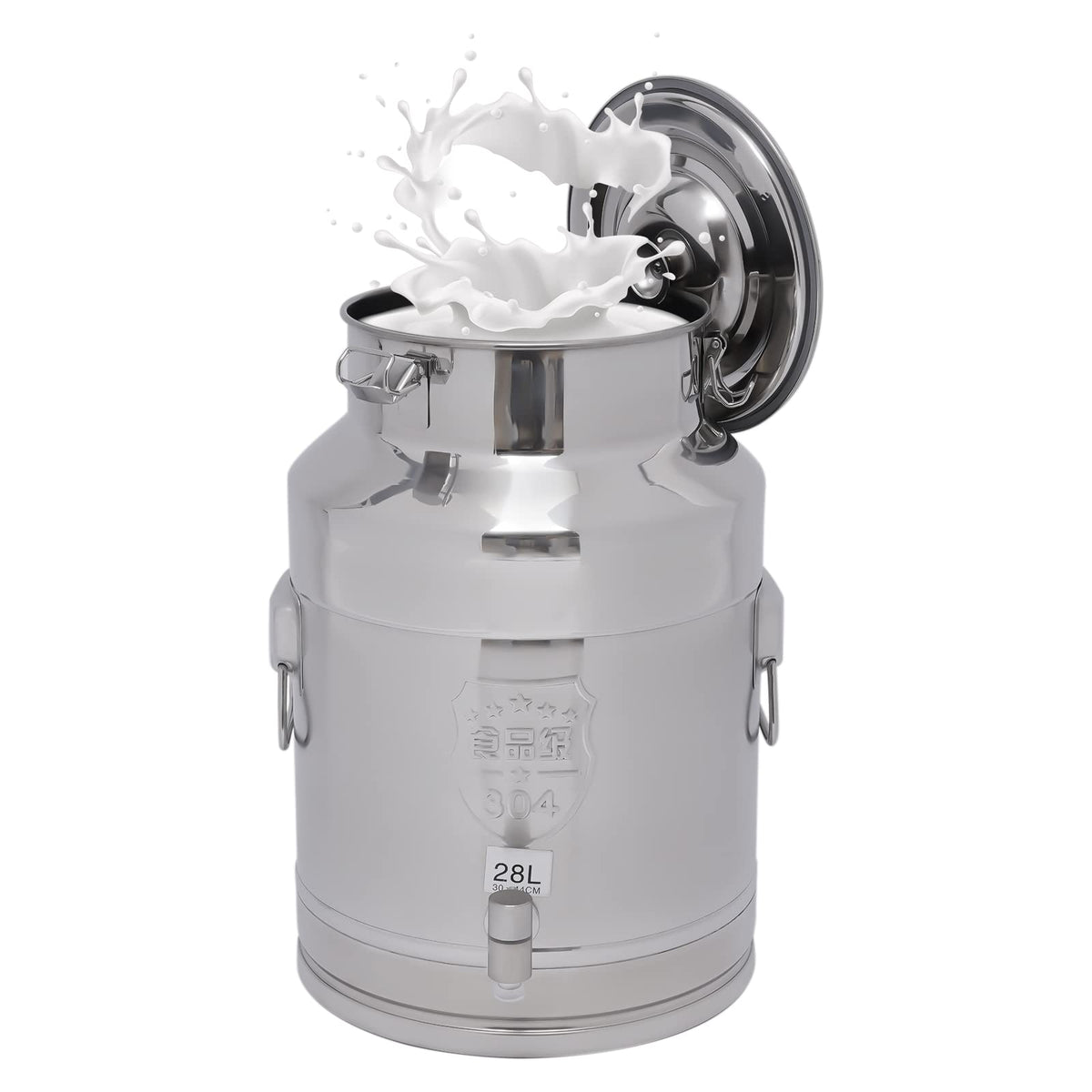 28L Stainless Steel Milk Can with Faucet & Lid E460617