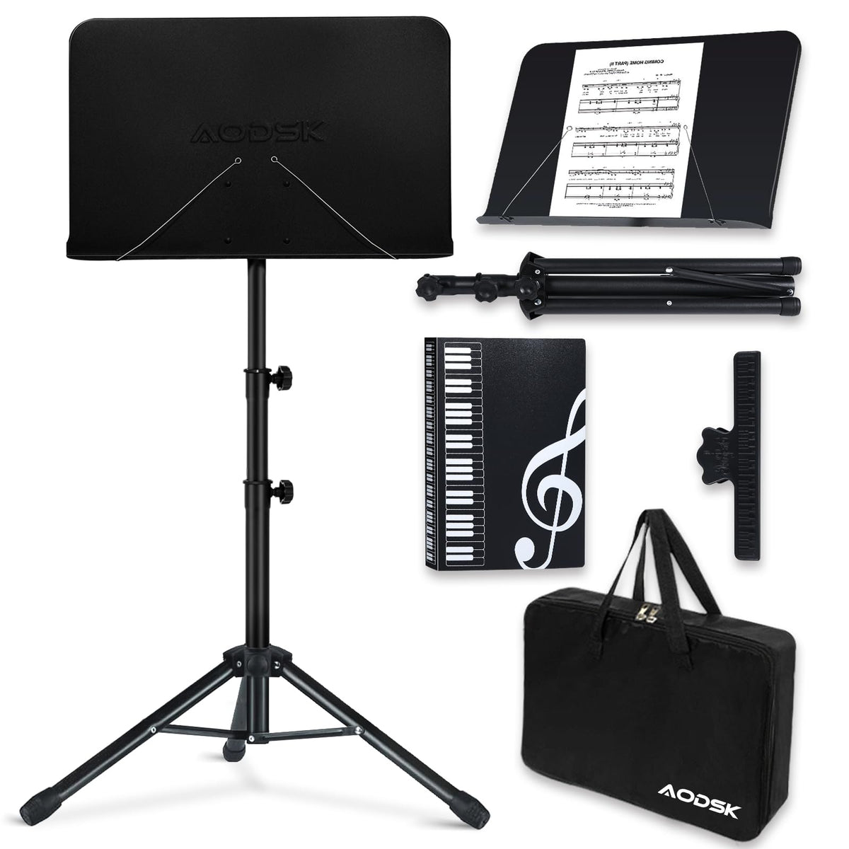 Folding Sheet Music Stand and Desktop Book Stand with Carrying Bag L98525