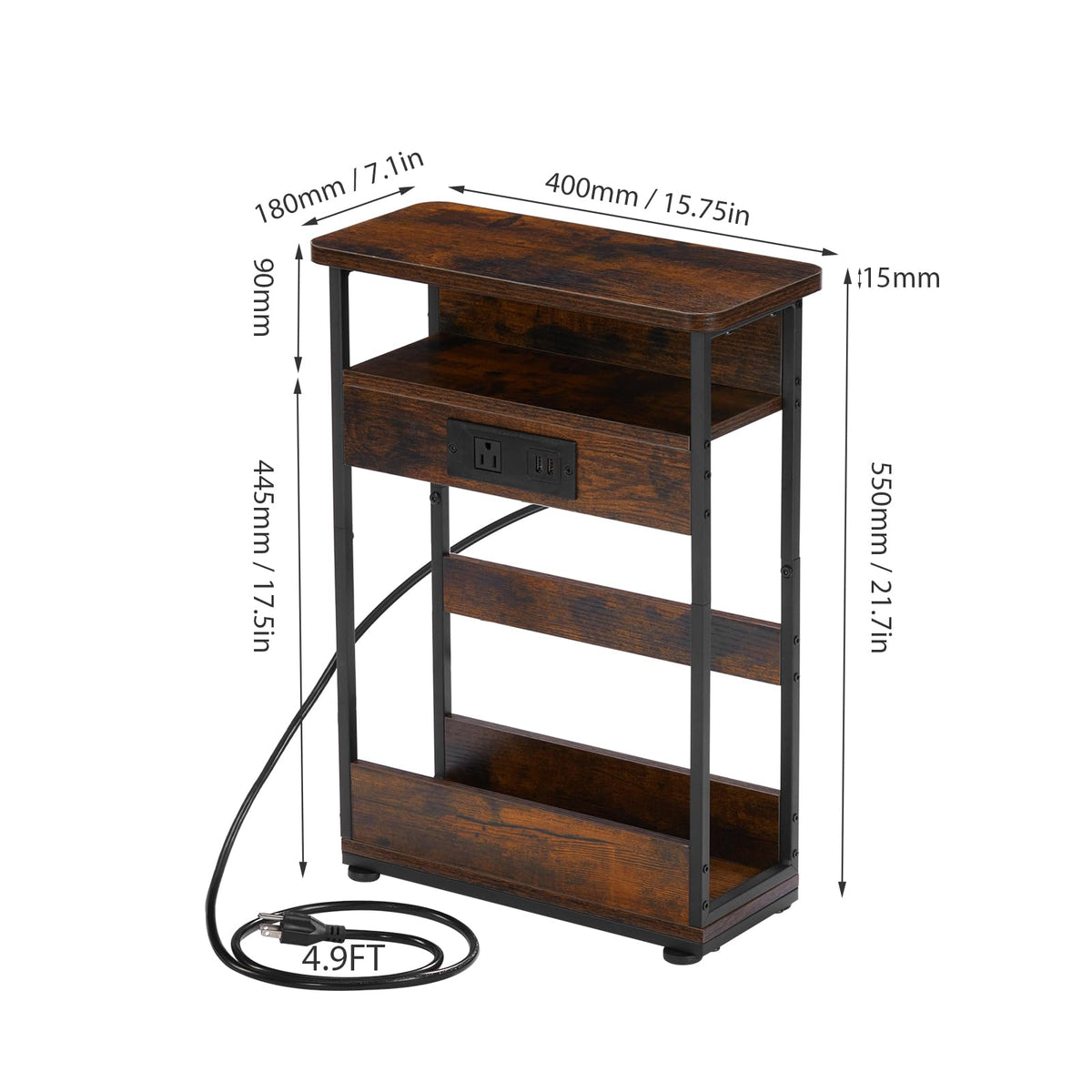Narrow Side Table with Charging Station I627