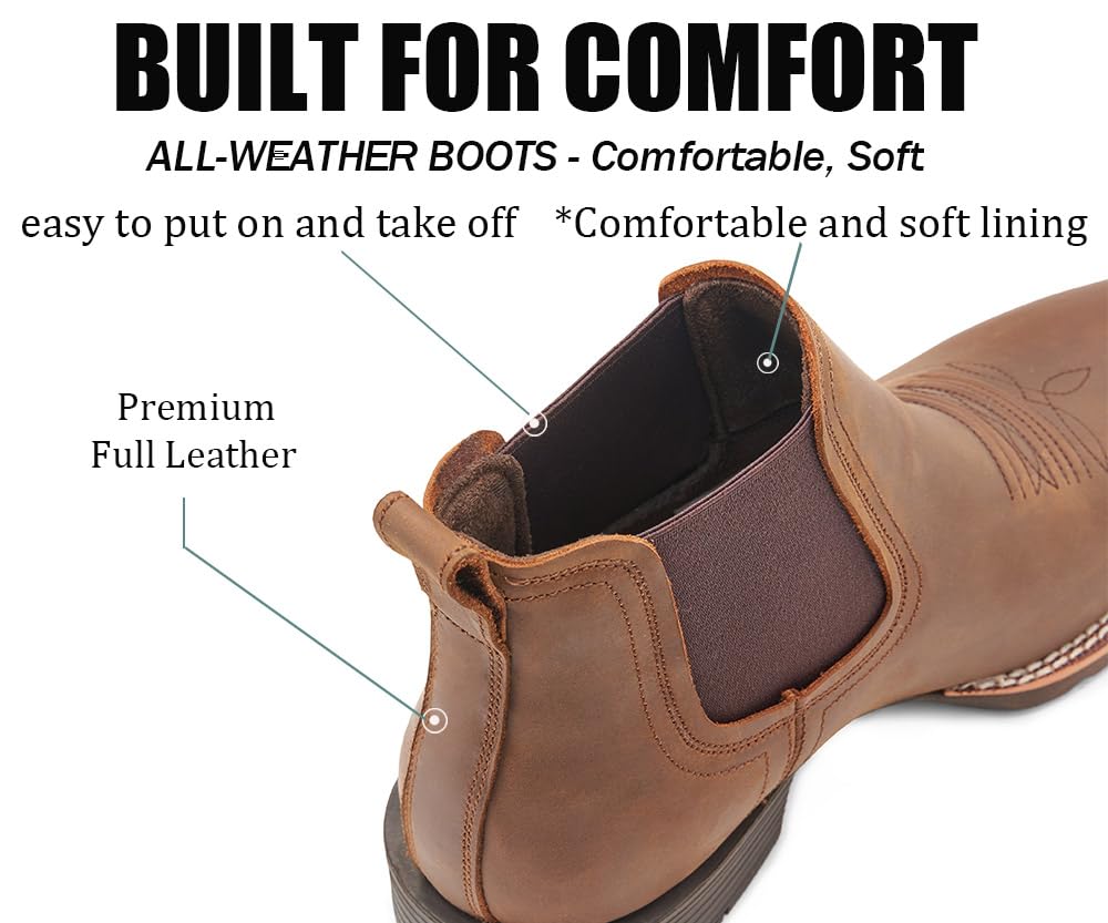 Slip-On Square Toe Western Boots B1656