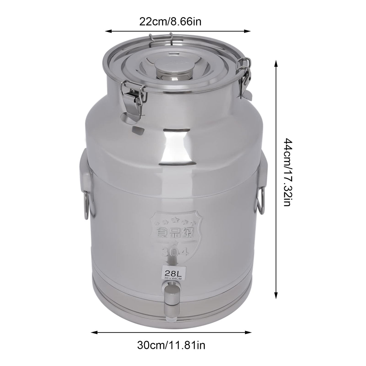 28L Stainless Steel Milk Can with Faucet & Lid E460617