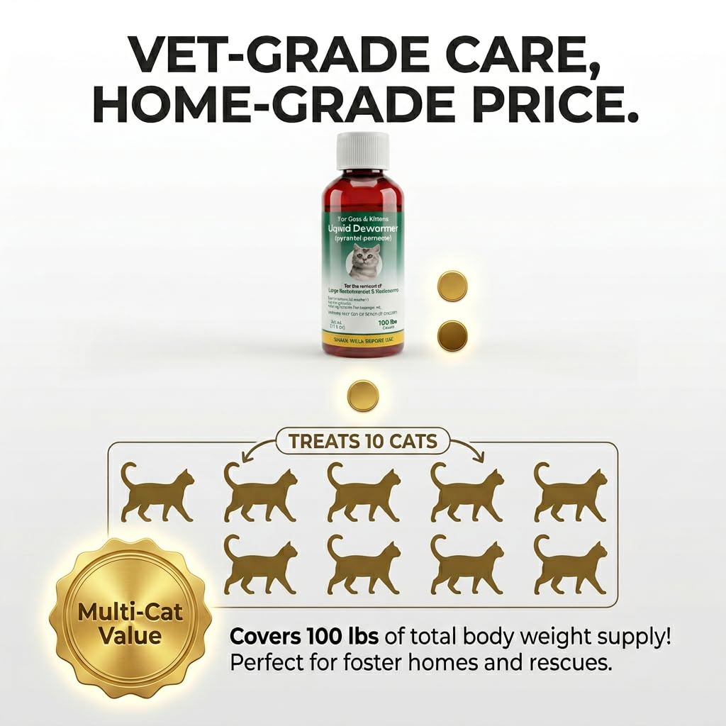 Liquid Dewormer for Cats & Kittens Pyrantel Pamoate Oral Suspension 50ml I736