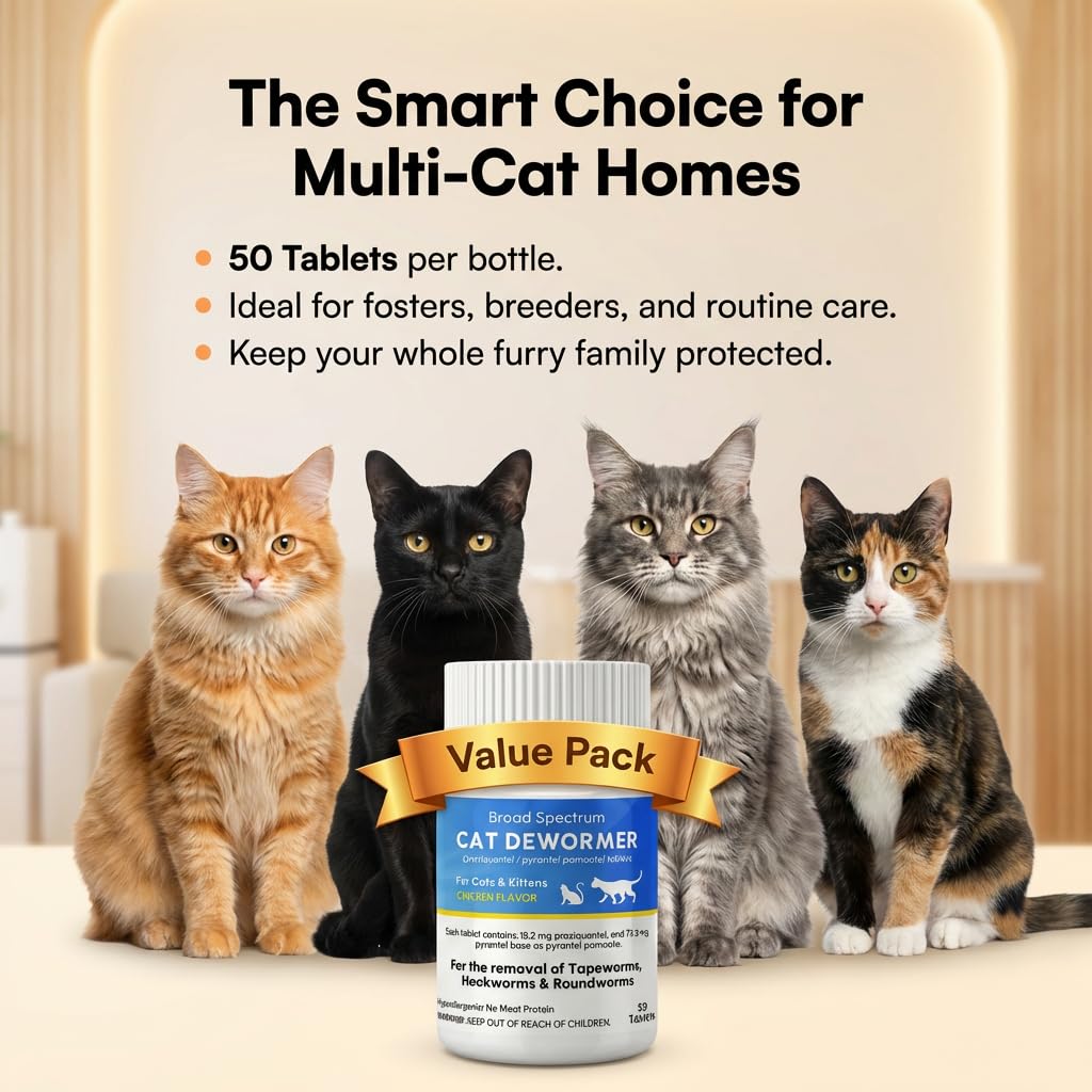 Broad Spectrum Cat Dewormer Tablet 50 Tablets H6571
