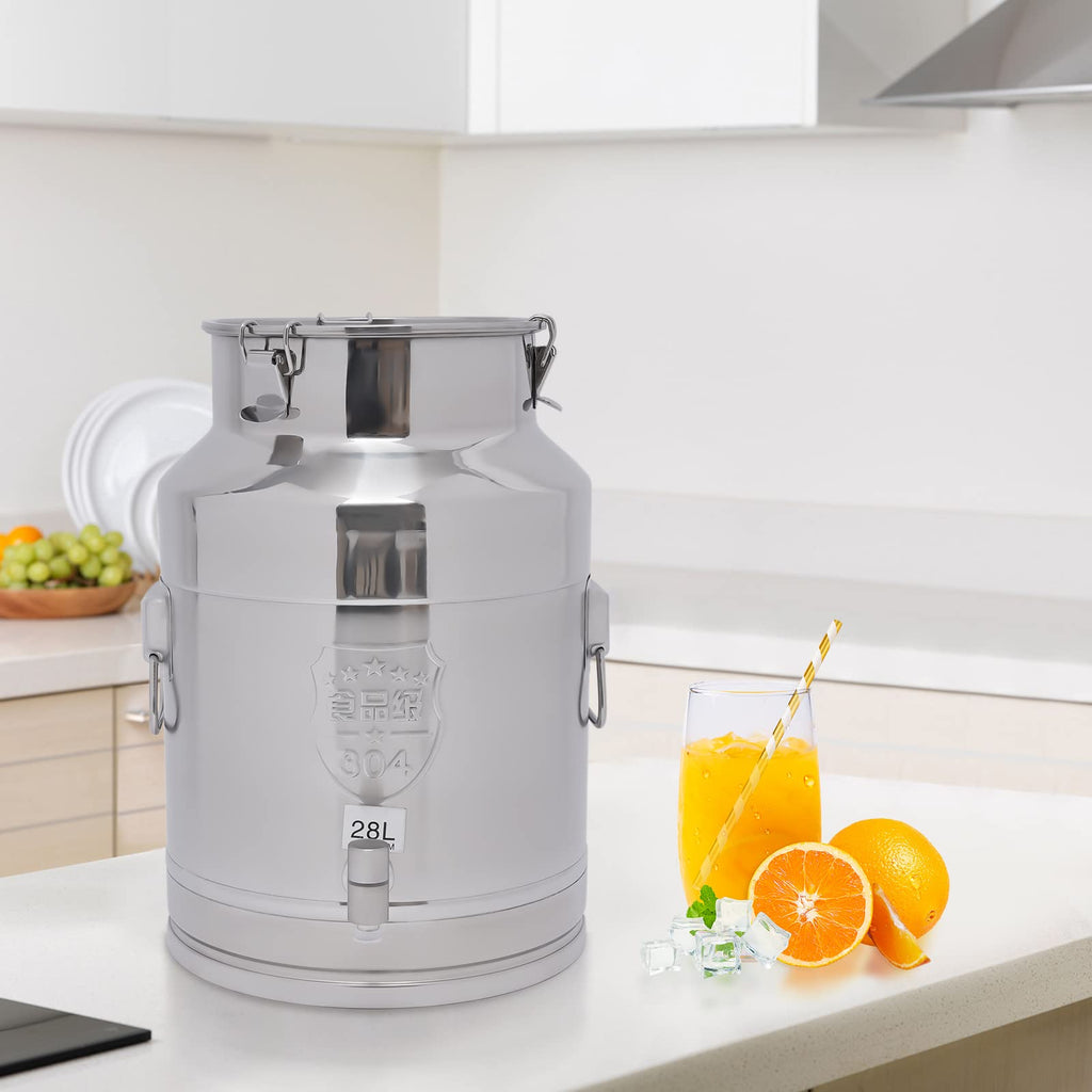 28L Stainless Steel Milk Can with Faucet & Lid E460617