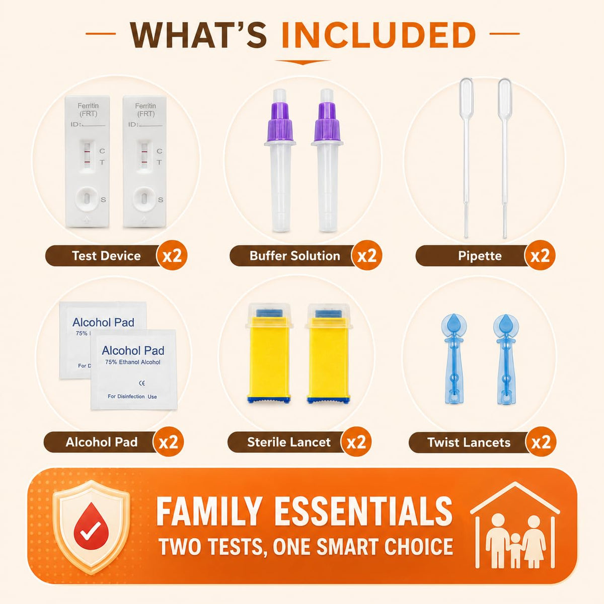 Iron Deficiency at Home Test Kit 2 Pack H44526