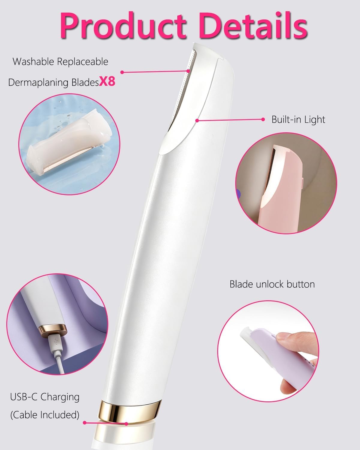 Dermaplane Razor with 9 Refill Blade N396