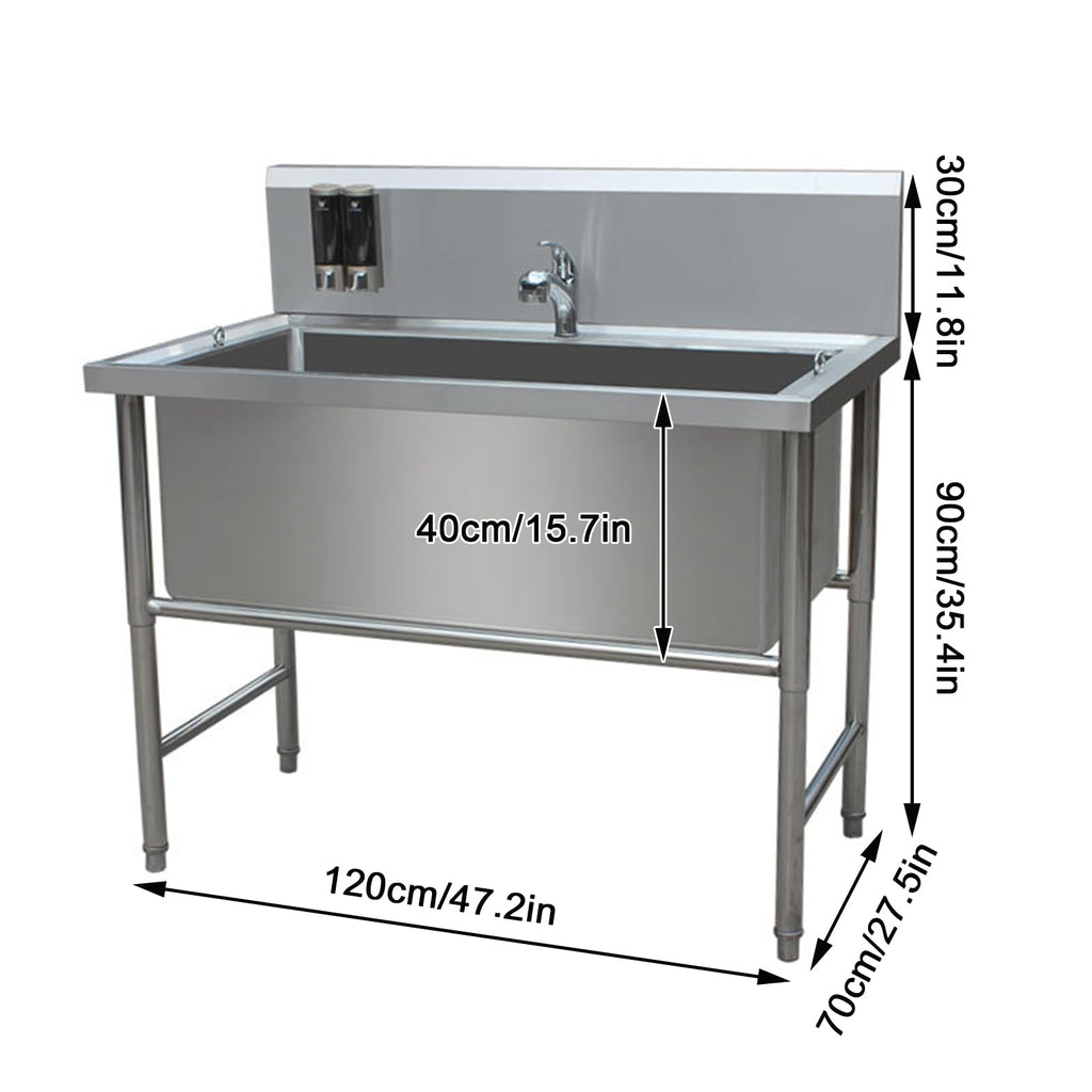 47" Stainless Steel Dog Grooming Tub with Stairs V92946
