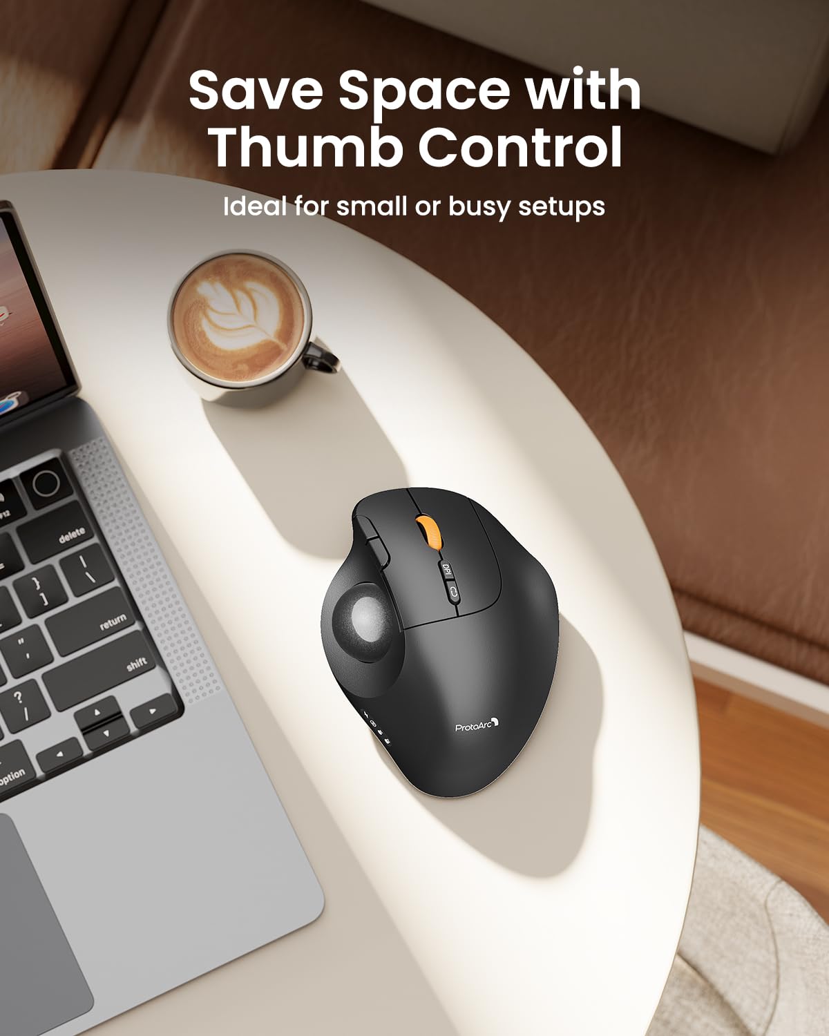 Wireless Trackball Mouse, Adjustable Angle, Gray R684