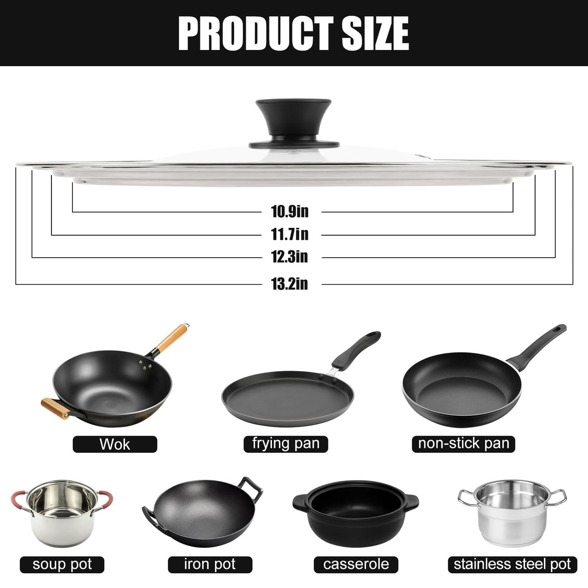 Universal Pan Lid for 11, 12 & 13 Inch Cookware L4722