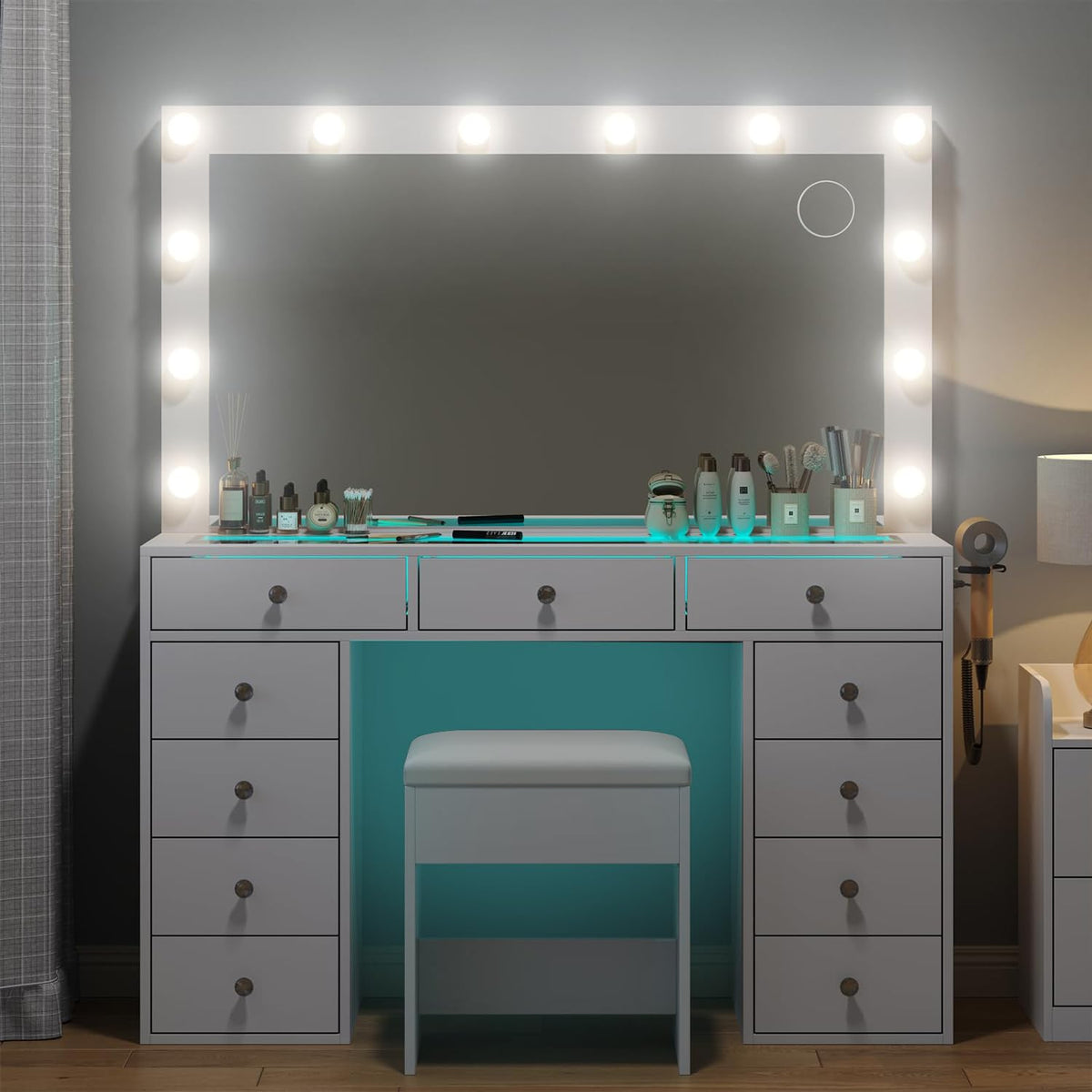 Makeup Vanity Desk with Mirror and 11 Drawers D690277