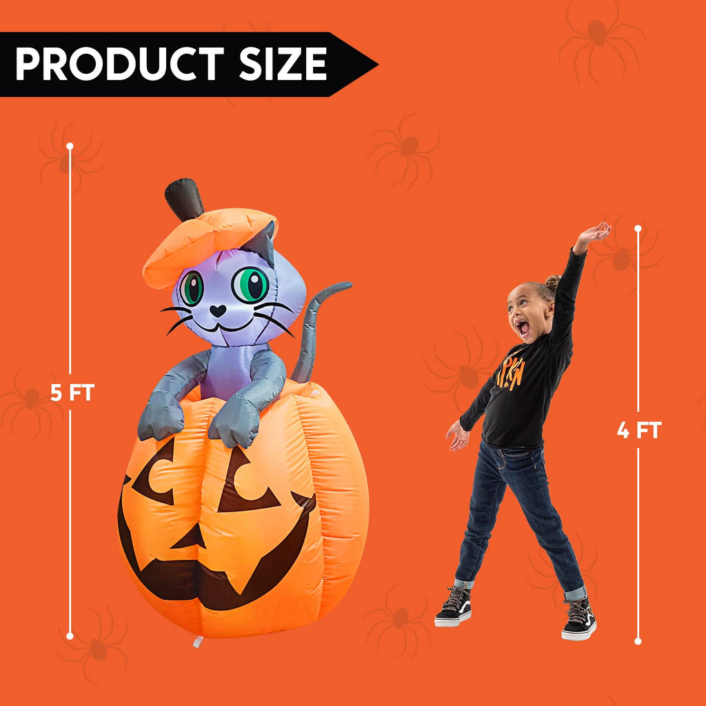 5 FT Animated Pumpkin Inflatable with LEDs B265