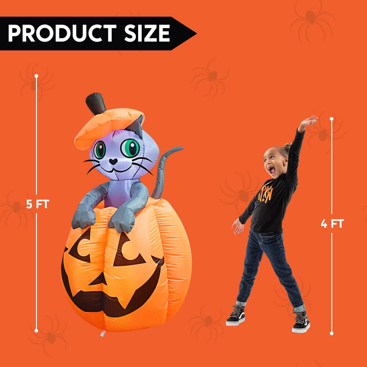 5 FT Animated Pumpkin Inflatable with LEDs B265