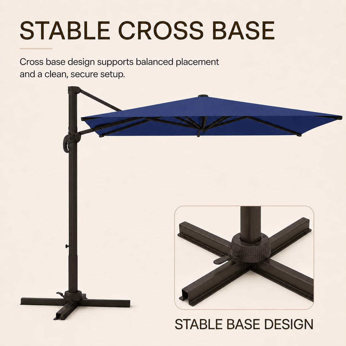 9' X 12' Aluminum Cantilever Patio Umbrella with 360-degree Rotation L2144