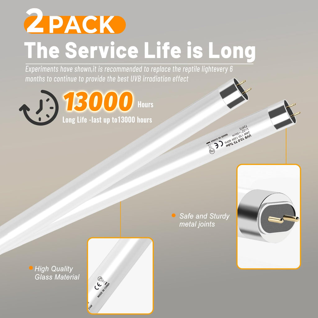24W T5 UVB Reptile Light Fixture 22" with 2 Pack 24W UVB Bulbs Q8550