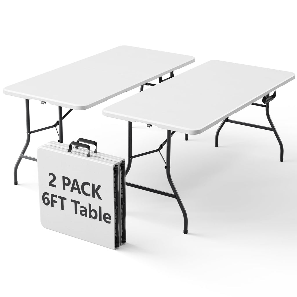 2 Pack 6ft Heavy Duty Folding Table White R1596