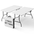 2 Pack 6ft Heavy Duty Folding Table White R1596