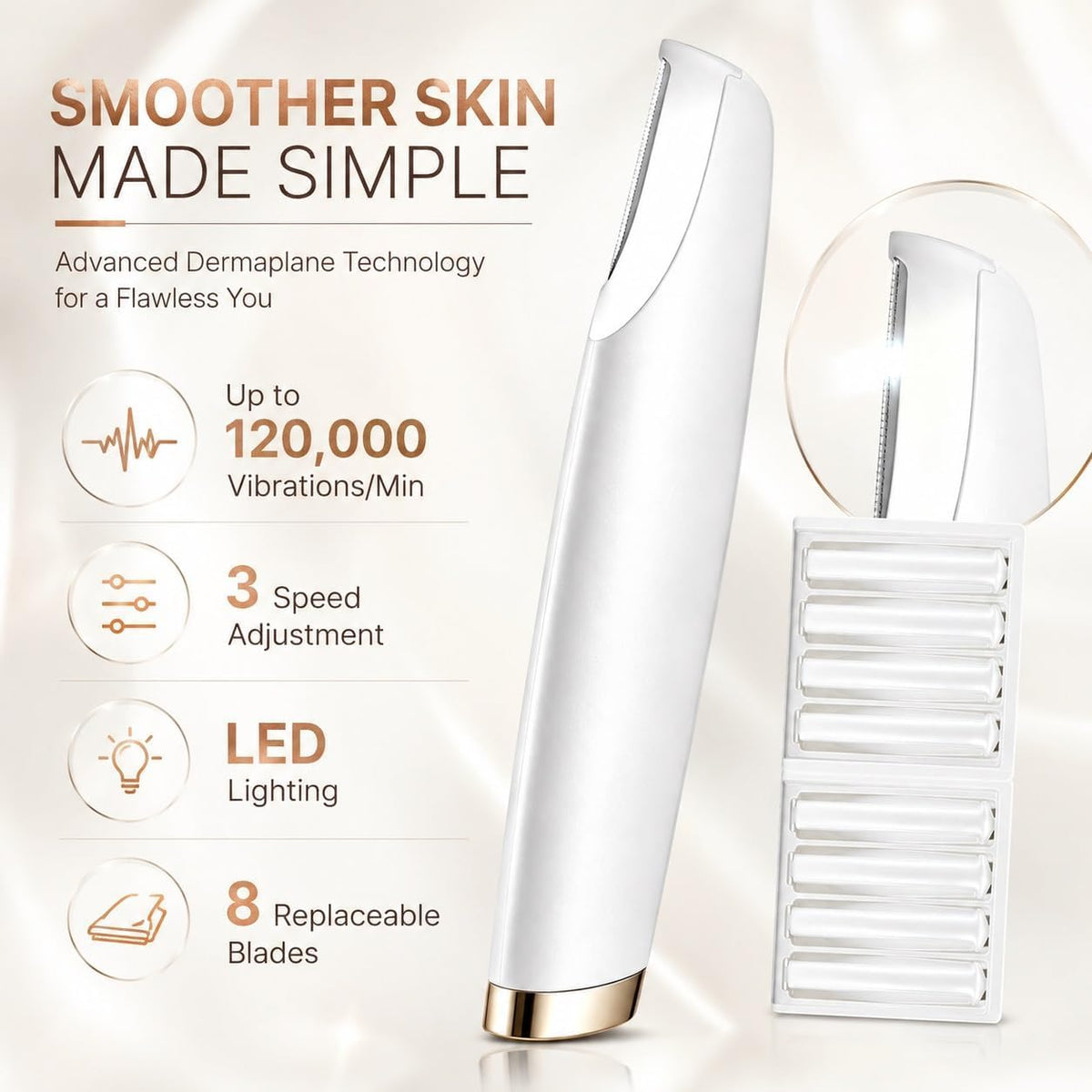 Dermaplane Razor with 9 Refill Blade N396