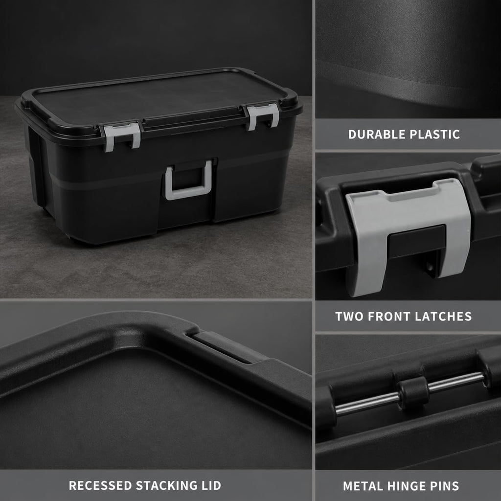 22 Gallon Black Plastic Wheeled Storage Trunk W892023